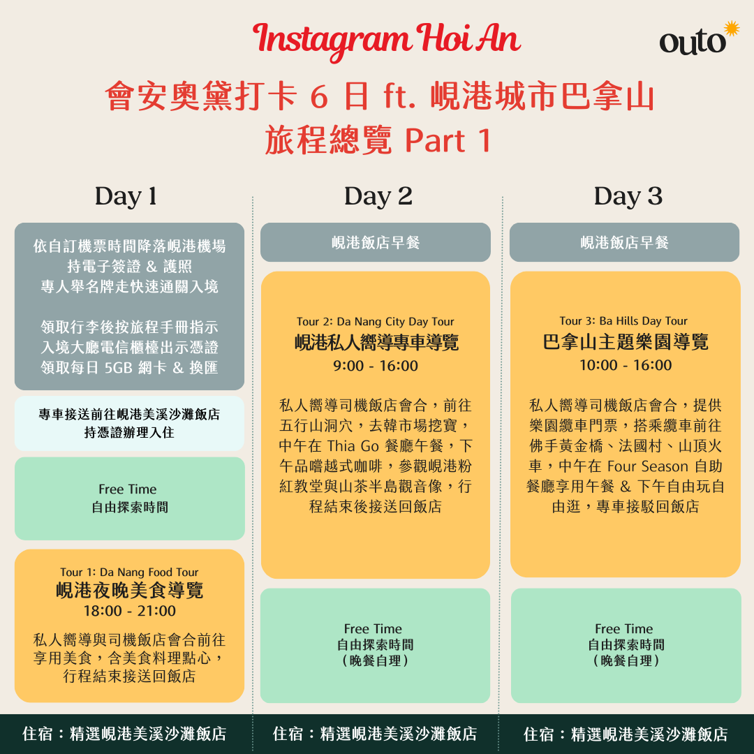 會安古城奧黛打卡 ft. 峴港城市巴拿山 6 日旅程 - 含稅簽網卡 (2人小團成行)