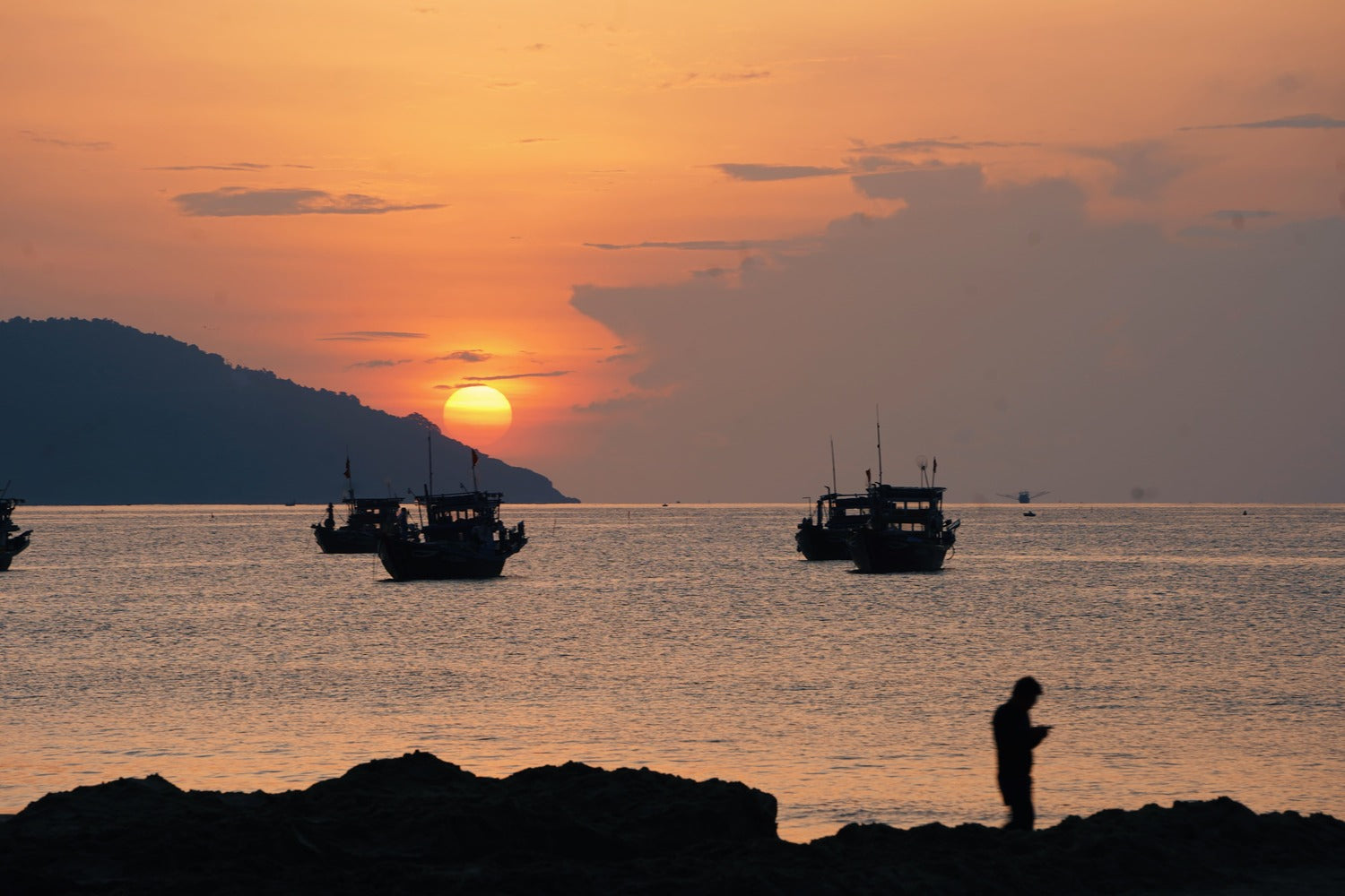 越南峴港海灘夕陽