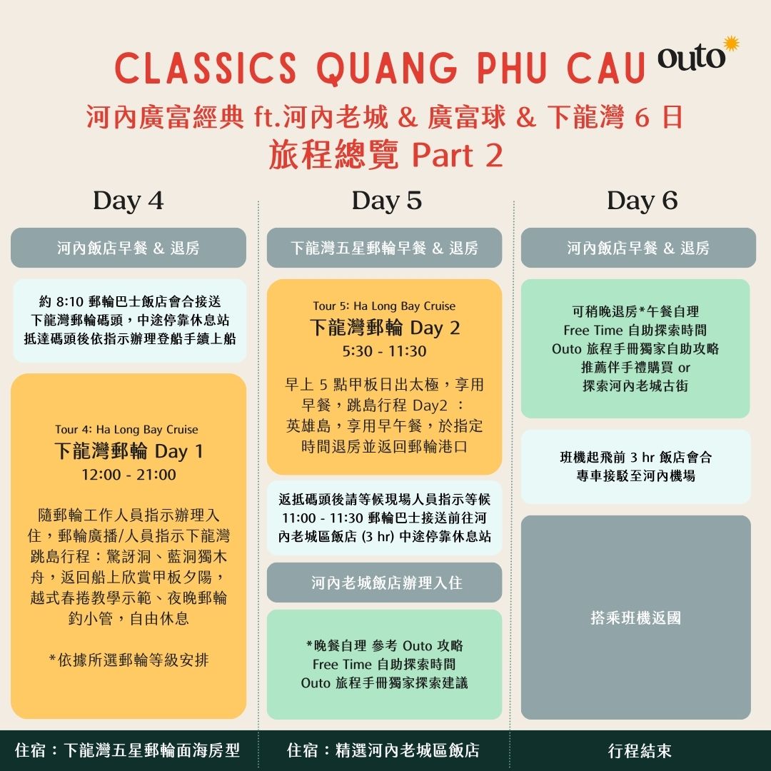 河內廣富經典 ft. 河內老城 & 廣富球 & 下龍灣  6 日 - 含稅簽網卡 Classics Quang Phu Cau ft. Hanoi & Ha Long Bay 6 Days)